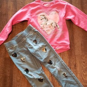 Jeans and sweatshirt